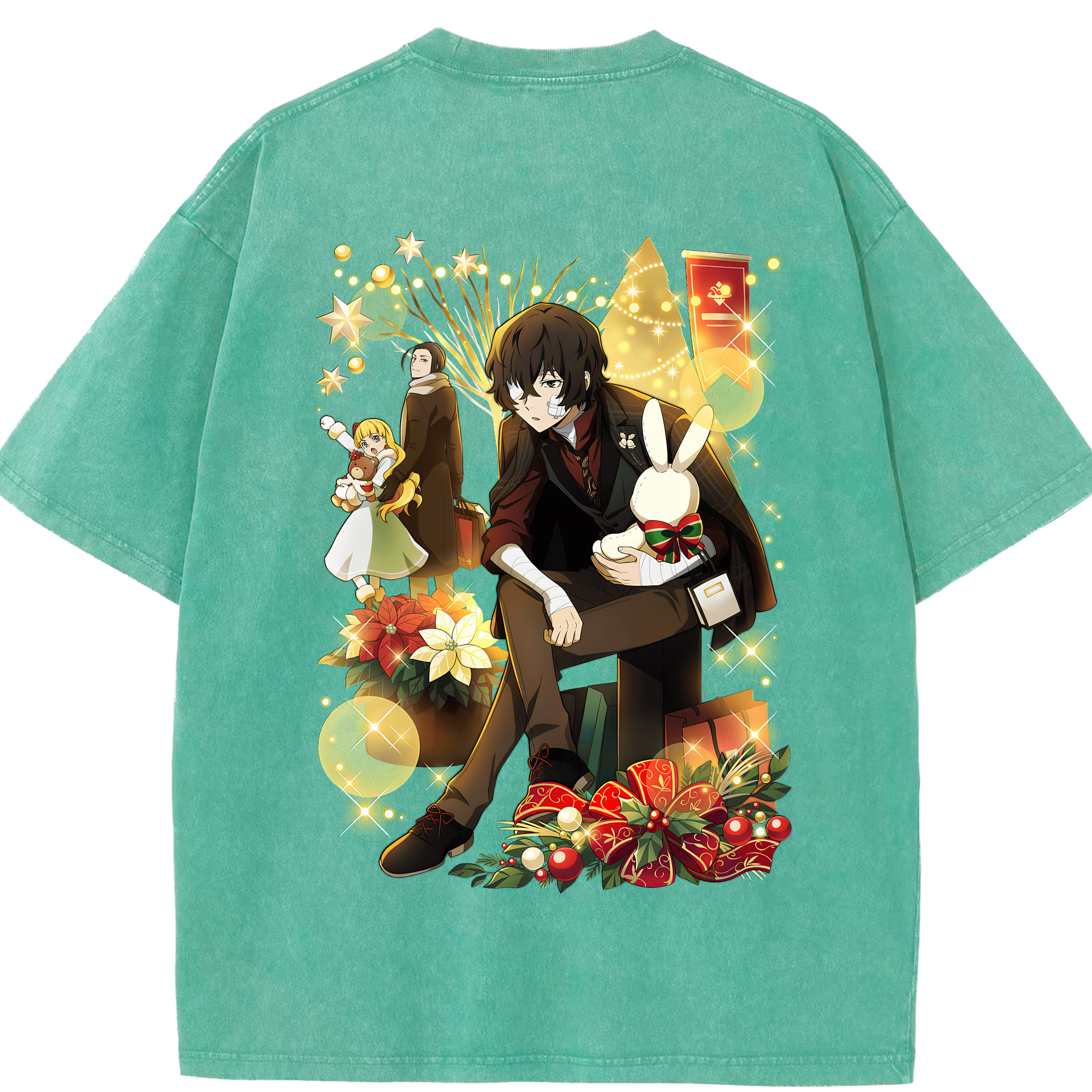 （画像用） 文豪ストレイドッグス Bungo Stray Dogs 綿100% ヴィンテージ風 半袖Tシャツ（背面プリント）